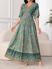 Lacomfia Gaun Panjang Gaya Resort Fashion Baru 2025 untuk Wanita - Mint Blue - View 5