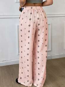 DAZY Women's Loose Ditsy Floral Pajama Bottoms, Spring/Summer - Pink - View 2