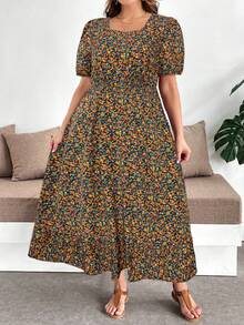 SHEIN Clasi 大码夏季休闲度假碎花花瓣袖连衣裙 - 彩色 - 查看 4