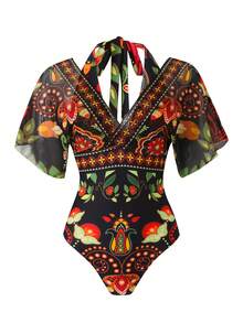 Swim Oasis Bộ đồ bơi liền thân 2 mảnh/set dành cho nữ, mẫu Xuân/Hè 2026, kèm váy, họa tiết hoa ngẫu nhiên/cố định, kiểu dáng thanh lịch, thích hợp cho kỳ nghỉ biển. - Nhiều màu - Xem 4