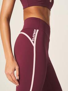 Missguided x Playboy Burgundy Racerback Sports Bra And High Waisted Flare Leg Leggings Set With White Contrast Trim - Burgundy - View 3