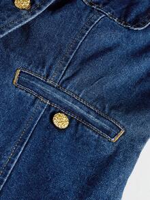 GlowEve Women's Casual Fashion Street Chic Daily Commute Single-Breasted Sleeveless Denim Vest Jacket, Summer - Blue - View 5