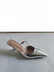 CUCCOO SZL Fashionable Elegant Commuter Crystal Decorated Pointed Toe High Heels Spring Shoes - Silver - View 14