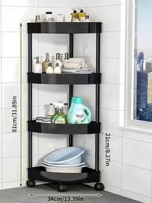 SHEIN 5 层浴室三角架，独立式带轮转角储物架，适用于卫生间、厨房、浴室、房间装饰物品，可调节和可移动收纳架 - 彩色 - 查看 8