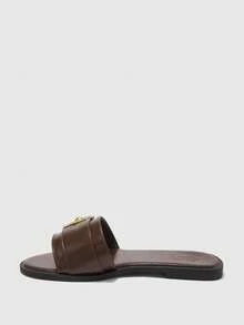 CUCCOO BIZCHIC Spring And Summer New Women's Outdoor Flat Square Toe Rhinestone Minimalist Sandals, Thick Sole Anti-Slip Open Toe Casual Versatile Beach Sandals Summer Shoes - Coffee Brown - View 9