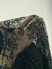 Siren Gaze Womens Black Sleeveless Draped Back Lace Crop Top, Casual Summer Two Piece Outfit, Black To, Black Sexy Tops, See Through Top, Y2k Tops - Black - View 7