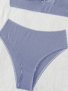 Swim Lushoire Women's V-Neck Ruffle Striped Summer Bikini Swimsuit Set,Valentine Outfits For Women ,Summer Vacation Outfits - Multicolor - View 7