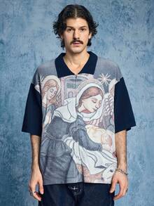 ROMWE MEN Casual Áo thun dệt kim tay ngắn in họa tiết phong cách đường phố dành cho nam - Nhiều màu - Xem 4