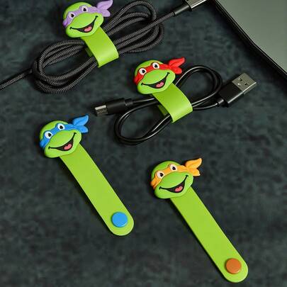 TEENAGE MUTANT NINJA TURTLES | SHEIN Cartoon Data Cable Storage Clip, Travel Earphone Charging Cable Finishing Clip, Household Multi-Functional Cute Winding Organizer, Suitable For Various Cable Storage