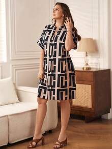 Rosumi 大码夏季休闲印花短袖连衣裙 - 彩色 - 查看 4