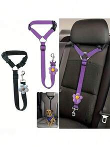 1件装汽车宠物狗座椅牵引绳，宠物车内牵引绳，狗安全带，狗座椅扣，狗汽车座椅配件，圣诞礼物狗汽车座椅套，狗汽车座椅套，宠物汽车座椅 - 彩色 - 查看 1