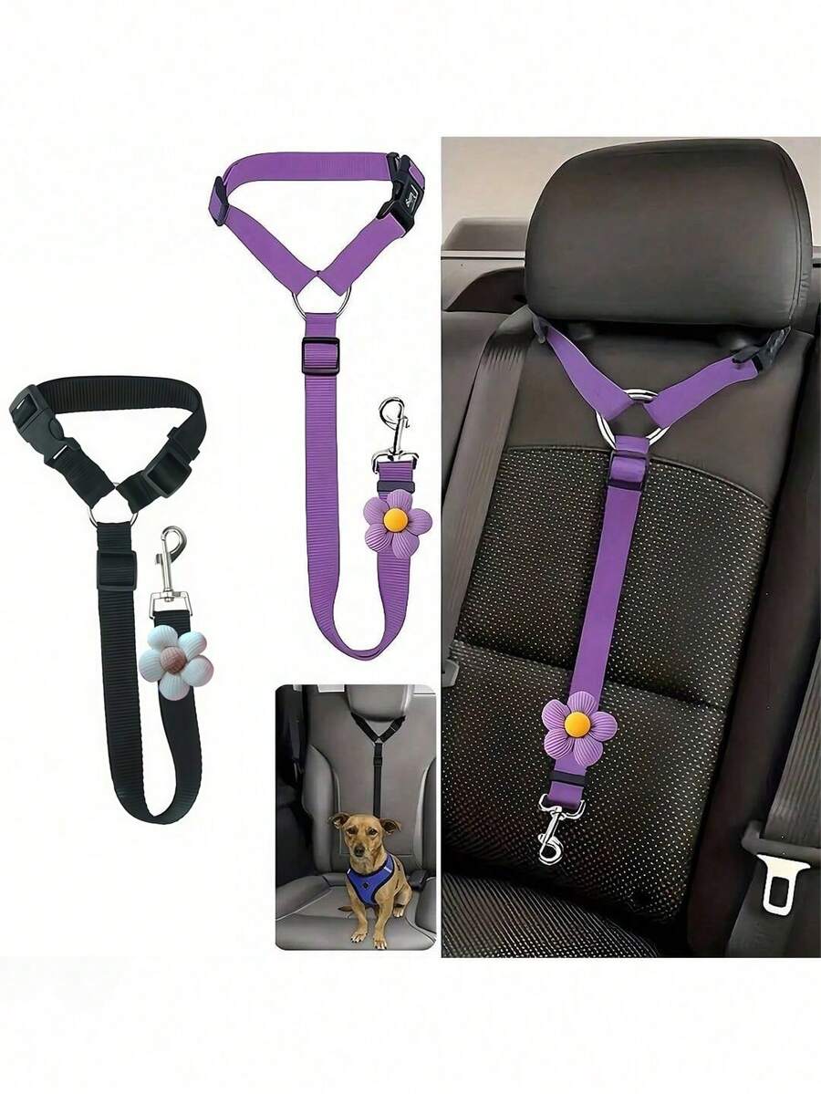 1件装汽车宠物狗座椅牵引绳，宠物车内牵引绳，狗安全带，狗座椅扣，狗汽车座椅配件，圣诞礼物狗汽车座椅套，狗汽车座椅套，宠物汽车座椅 - 彩色 - 查看 1