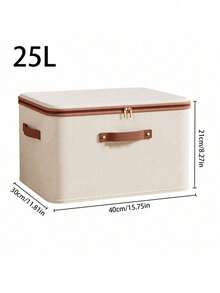 1/2 件装拉链布艺收纳盒，可折叠可水洗衣柜整理盒，带提手（米色） - 米色 - 查看 14