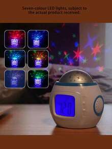 1 buah Jam Proyeksi Langit Berbintang Bercahaya dengan Musik & Kalender, Lampu Warna-warni, Jam Alarm Digital, Indikator Suhu, Dekorasi Rumah, Dekorasi Ruangan - Model baterai - View 3
