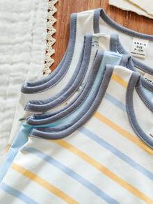 SHEIN Vintaside Kids Bộ 4 áo tank top trắng thoải mái cho bé trai và bé gái, kiểu dáng cổ điển, đa năng, phù hợp mặc hàng ngày, đi nghỉ mát, đi học, dự tiệc, mùa xuân/hè. - Nhiều màu - Xem 6