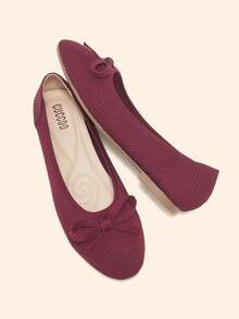 CUCCOO BASICS Sapatos femininos casuais e versáteis, baixos e com detalhe de laço. - Borgonha - Ver 4