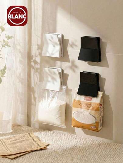 Madebyblanc 多功能密封悬挂夹，强力免钻孔壁挂式收纳夹，适用于厨房食品袋和浴室收纳，安全夹式设计，可用于密封零食、悬挂帽子、瓶盖和固定牙膏管，节省空间，适用于橱柜和墙面收纳，可用于食品储藏室和洗衣房。
