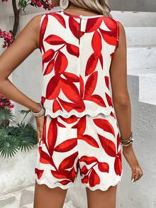 Breezaya 无袖拼接圆领上衣和荷叶边短裤套装 女士度假套装 短款女士两件套夏季套装 女士两件套夏季套装 夏季女士夏季树叶印花套装 女士短裤套装 红色女士两件套夏季套装 女士两件套夏季套装 女士连体裤 女士两件套夏季套装 女士短款连体裤 女士连体裤夏季套装 女士夏季两件套夏季套装 女士连体裤夏季套装 女士休闲两件套 - 紅色 - 查看 2