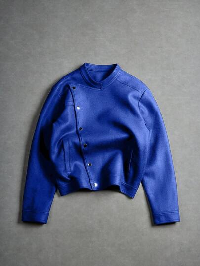 Manfinity EMRG Men's Oblique Button Jacket, Asymmetrical Button Design Casual Jacket, Recommended Gift For Husband, Boyfriend, Friends