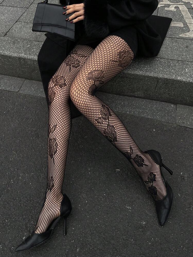 Women's Solid Color Hollow Out Sexy Fashion Versatile Lace Leggings Y2k