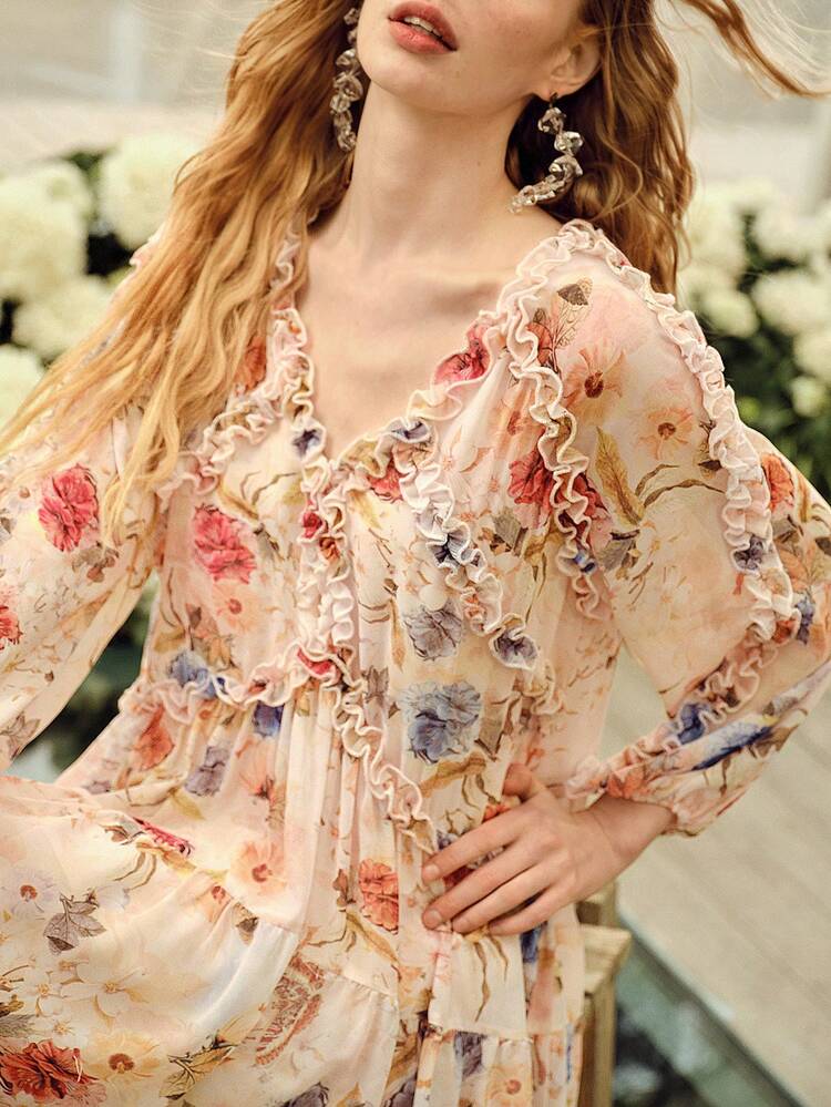 WOMEN'S FLORAL PRINT SHORT SLEEVE MINI DRESS, SPRING/SUMMER