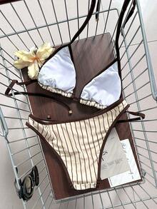 Swim Vcay Đồ bơi nữ, bikini dễ thương cho kỳ nghỉ, áo bơi kiểu bralette in chấm bi cho kỳ nghỉ, trang phục đi biển, váy dự tiệc cưới ngoài trời, trang phục thanh lịch cho phụ nữ, hẹn hò, cho mùa thu đông 2026 và mùa xuân hè. - Màu vàng - Xem 6