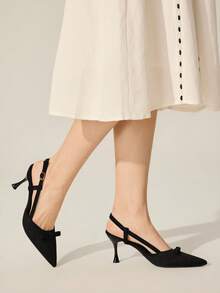 CUCCOO BASICS Women's Fashionable & Elegant Commuter Pumps With Bow Decor Spring Shoes - Black - View 6