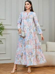 Yasmyna 女士碎花长袖连衣裙，简约百搭 - 粉色 - 查看 7
