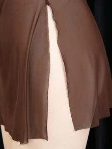 2pcs/Set Women's Sexy Wireless Mesh Lingerie Camisole Set - Coffee Brown - View 5