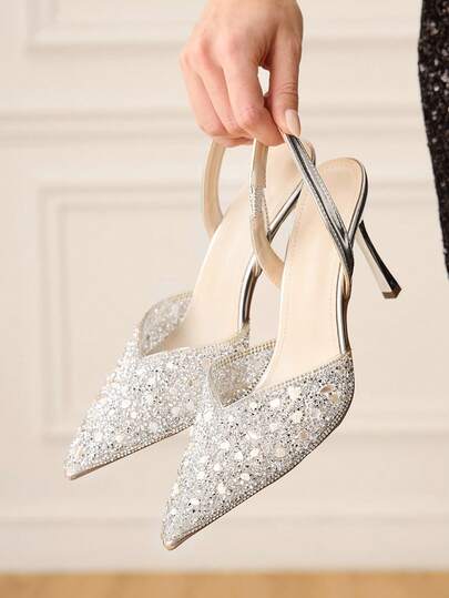 CUCCOO HITCHD Women's Fashionable Elegant Party Crystal Decor Transparent Pumps Valentine's Day Elegant Shoes