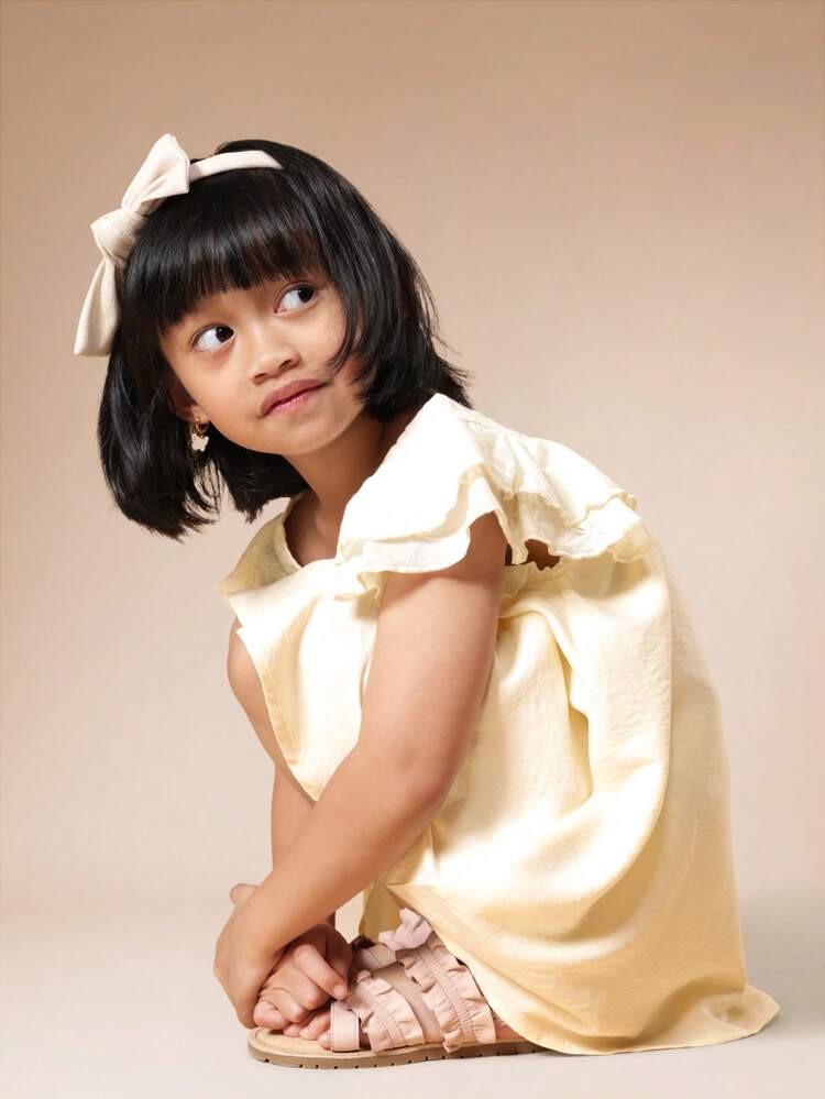 Flutter Sleeve Empire Waist Mini Dress With Ruffles