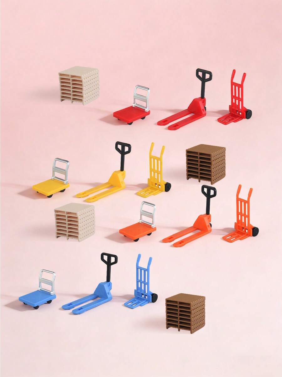 MINKOJA MINKOJA 11pcs Mini Simulation Handling Tool Models (Blue) - Hand Truck Display Props, Miniature Scene Accessories For Showcase And DIY Landscape Crafts - multicolor - View 1