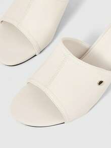 Sleekvia Sandal đế thô màu be, hở mũi, tối giản, thời trang, gợi cảm, gót trung bình. - Màu hạnh nhân - Xem 8