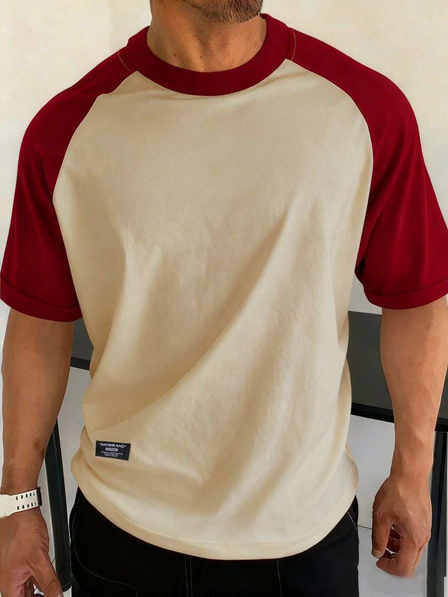 Manfinity Homme Nam Vòng cổ Khối màu Raglan Áo thun - Nhiều màu - Xem 1