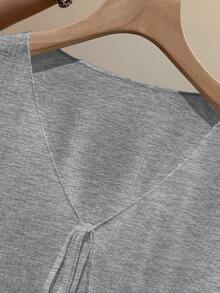 Resyla 法式无袖连衣裙罩衫，荷叶边长袖T恤罩衫，女士针织披肩，夏季防晒上衣 - 灰色 - 查看 4