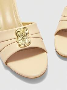 CUCCOO BIZCHIC 简约大方，时尚百搭，休闲职场通勤女式高跟凉鞋 - 杏色 - 查看 7