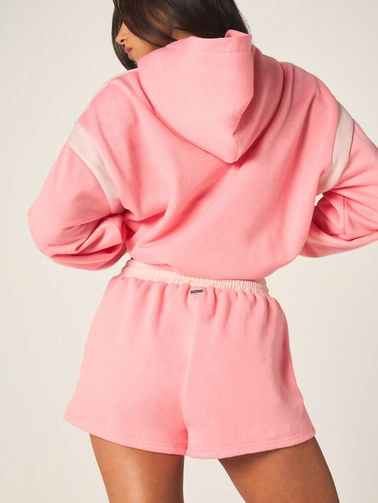 Missguided x Playboy Contrast Piping Drawstring Jogger Shorts With Elastic Waistband Relaxed Fit Summer Casual Loungewear Active Lifestyle Comfortable Mid Thigh Length