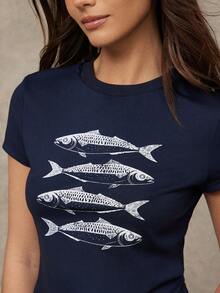 WESTFADE 鱼图案印花短袖婴儿T恤 - 藍色 - 查看 5