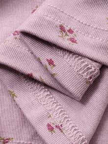 2pcs Women Ditsy Floral Camisole Dress & Long Cardigan Sleepwear Set - Mauve Purple - View 7