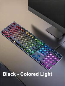 Teckwe Retro-Punk Circular Keycap Mechanical Keyboard High-End Desktop Ornament Dual-Purpose Wired Keyboard For Office And Gaming - Multicolor - View 7