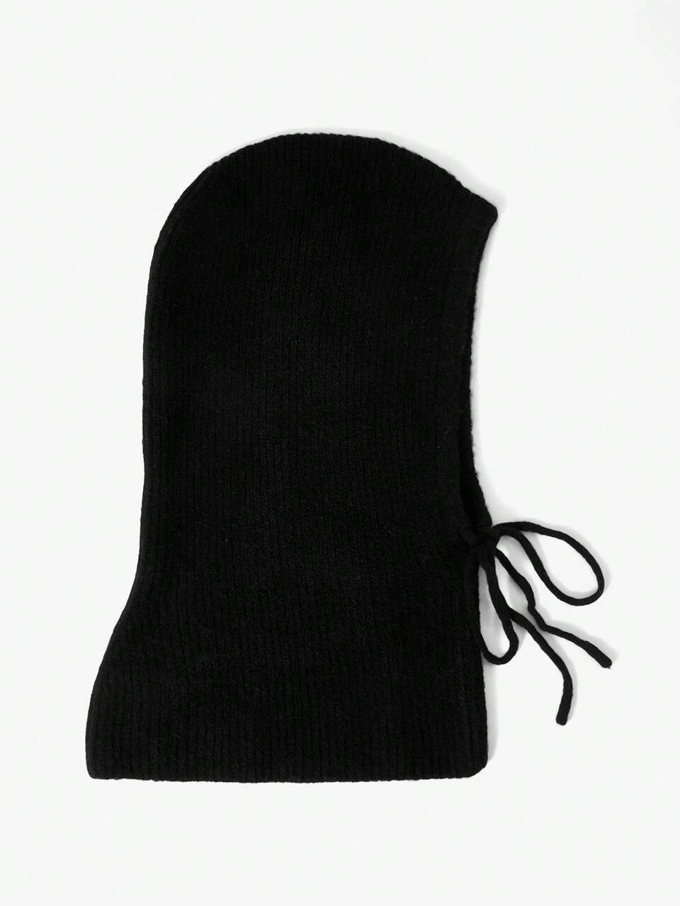 Black Fluffy Knit Balaclava Hood