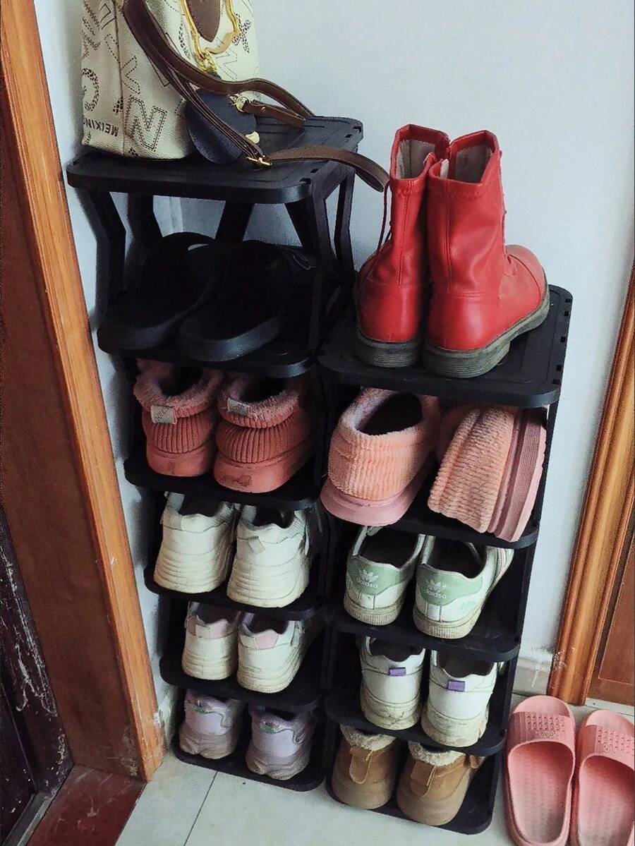 Hay problemas de proceso inevitables como suciedad y rasguños, así que tenga cuidado al tomar fotos. Estantería para zapatos, estantería de almacenamiento de varios niveles para la puerta de la casa, estantería para zapatos pequeña, estrecha y simple, estantería de almacenamiento para la entrada, armario para zapatos de dormitorio - Multicolor - Ver 1