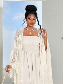 Maweii 度假连衣裙、露肩连衣裙、夏季女装、蕾丝连衣裙、优雅连衣裙、派对连衣裙、晚礼服、中东阿拉伯迪拜时尚开衫长裙两件套希腊女神长裙、复古腰线纯色长裙度假连衣裙V领优雅设计连衣裙、中东亮面缎面蝙蝠袖长袍加大码女式阿拉伯黑色长袍 - 杏色 - 查看 6