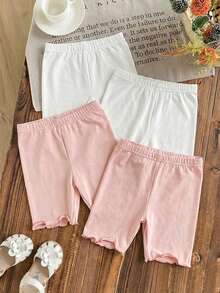 SHEIN LMoss Kids 4件套 女童纯色修身休闲打底裤 - 彩色 - 查看 2