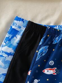 SHEIN Playful Pals Pantalones cortos casuales estampados para niños pequeños, adecuados para viajes y uso diario - Multicolor - Ver 7
