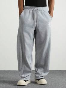PAVTROS 男士字母印花抽绳腰口袋宽松休闲运动裤 - 淺灰色 - 查看 4