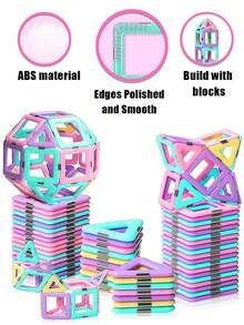 MINKOJA 儿童磁力片，升级版马卡龙积木，儿童礼物，复活节，复活节礼物，儿童节，旅行玩具，磁力积木，积木，儿童磁力积木玩具 - 彩色 - 查看 4