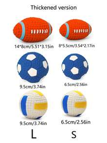 PETSIN 1PC Pet Interactive Training Ball Toy, Latex Rugby Football, Sound-Making Toy, Chewable And Bite-Resistant, Stress-Relieving Dog Toy. - Multicolor - View 8