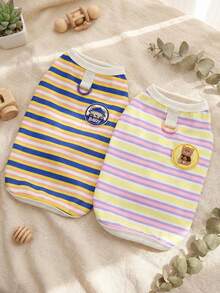 PETSIN Pet Spring New Dog Clothes Animal Supplies Pet Clothing Dog Tank Top Cat T-Shirt Teddy Outfits Small Animal Attire Casual Cool Tank Top Dog Clothes Cat Clothes Two-Season Spring & Summer New Tank Top - Multicolor - View 2