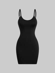 Easura 3件套加大码女士优雅休闲波点吊带连衣裙和半身裙套装 - 黑與白 - 查看 3